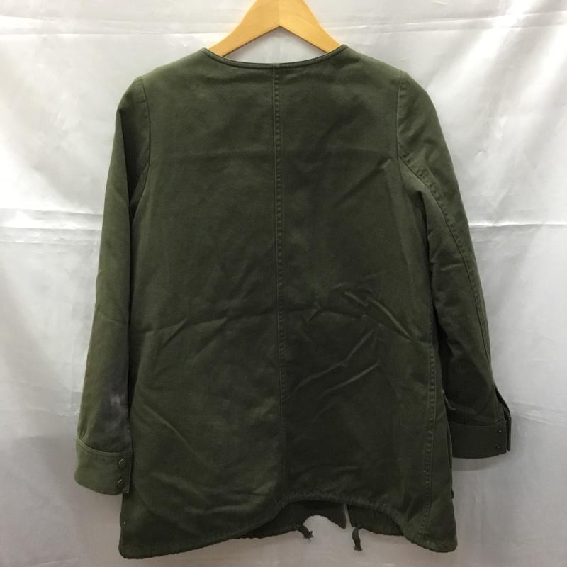 スピック&スパン Spick & Span ジャケット、上着 ジャケット、ブレザー ジップアップジャケット ジャンパー ノーカラージャケット カジュアルジャケット アウター 36 無地 カーキ / カーキ / レディース USED 古着 中古 10108290
