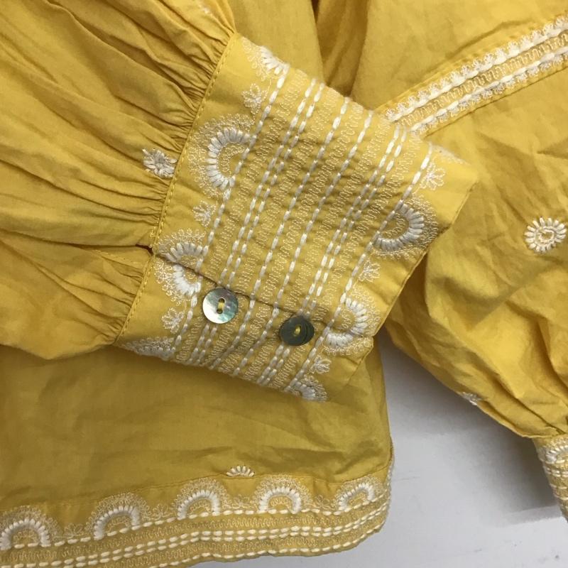 ザラ ZARA カーディガン 長袖 長袖カーディガン 前開き ノーカラー S 刺繍 黄 / イエロー / レディース USED 古着 中古 10135613