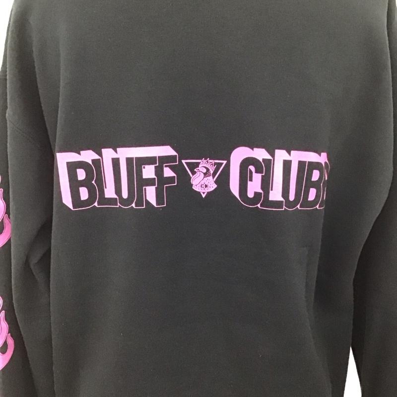 ブルフクラブ BLUFF CLUBB トレーナー 長袖 長袖トレーナー スウェット クルーネック リブスウェットカットソー L プリント 黒 / ブラック / メンズ USED 古着 中古 10108020