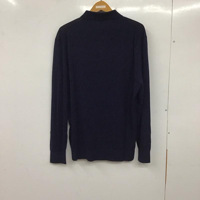 ザラ ZARA ポロシャツ 長袖 長袖ポロシャツ 長袖カットソー カラーシャツ L 無地 紺 / ネイビー / メンズ USED 古着 中古 10136819