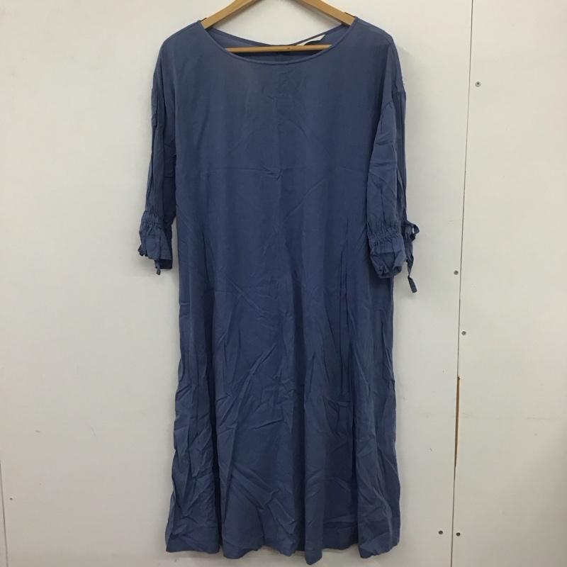 エヘカソポ ehka sopo ワンピース ロングスカート 半袖ロングワンピース フレアスカート パフスリーブ M 無地 青 / ブルー / レディース USED 古着 中古 10136429