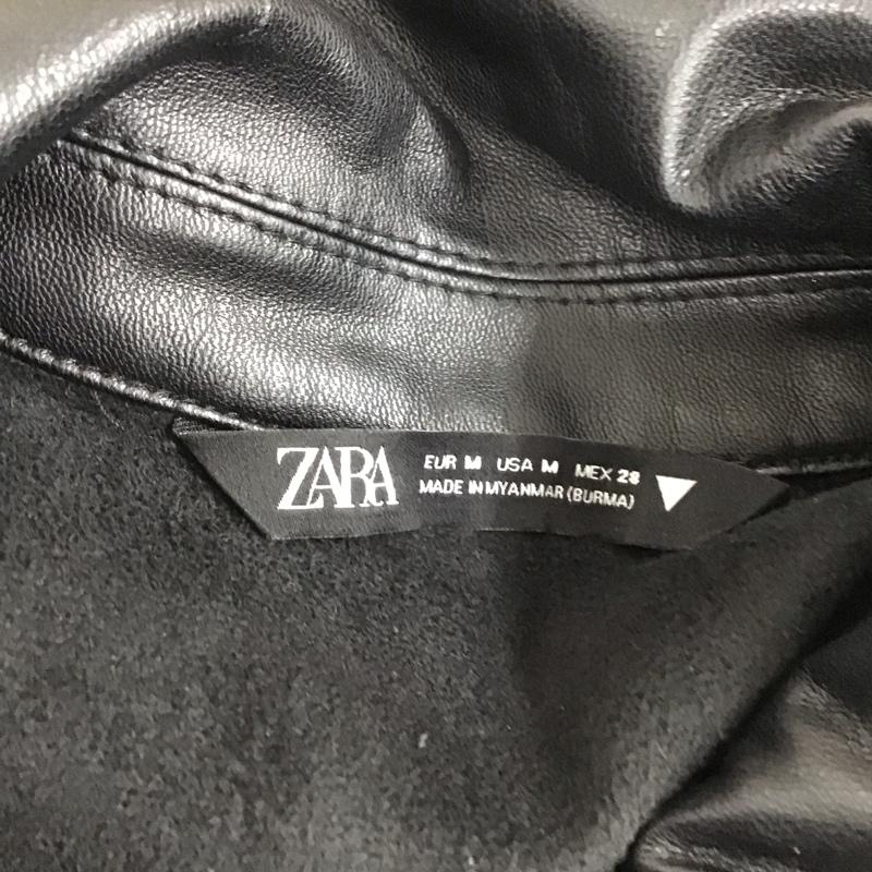 ザラ ZARA シャツ、ブラウス 長袖 フェイクレザーシャツ カジュアルシャツ カラーシャツ ジャケット M 無地 黒 / ブラック / レディース USED 古着 中古 10110222
