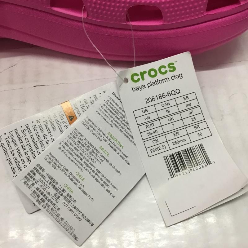 クロックス crocs サンダル サンダル 208186-6QQ バヤ プラットフォーム 厚底 25cm タグ付き 25.0cm ロゴ、文字 桃 / ピンク / レディース USED 古着 中古 10110559