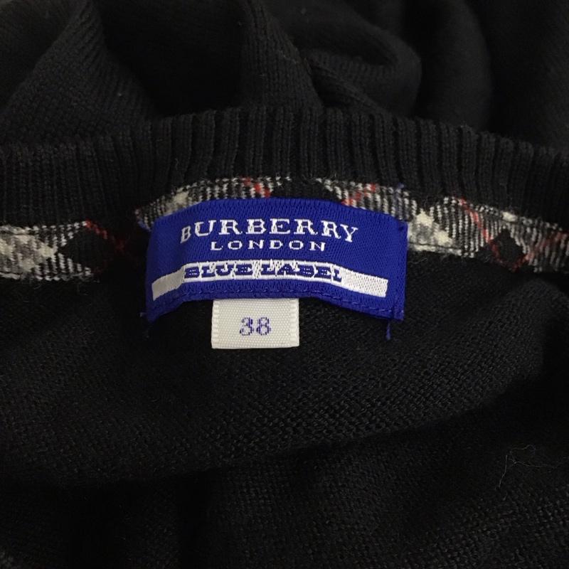 バーバリーブルーレーベル BURBERRY BLUE LABEL カーディガン 長袖 FBF25-676-09 クルーネック 38 ワンポイント 黒 / ブラック / レディース USED 古着 中古 10122837