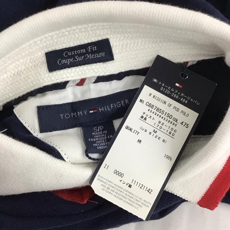トミーヒルフィガー TOMMY HILFIGER ポロシャツ 半袖 半袖ポロシャツ カラーシャツカットソー 半袖カットソー M ロゴ、文字 紺 / ネイビー /  メンズ USED 古着 中古 10111166