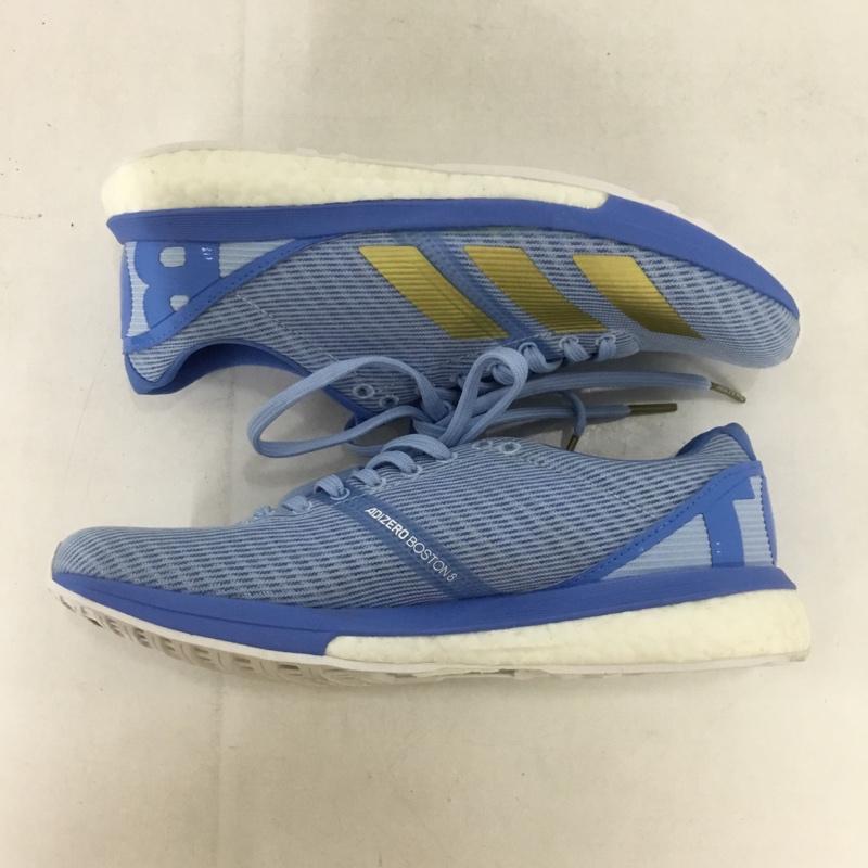 アディダス adidas スニーカー スニーカー G28878 adizero Boston 8 ランニングシューズ 24.5cm 箱有 24.5cm ロゴ、文字 水色 / ライトブルー / レディース USED 古着 中古 10136694