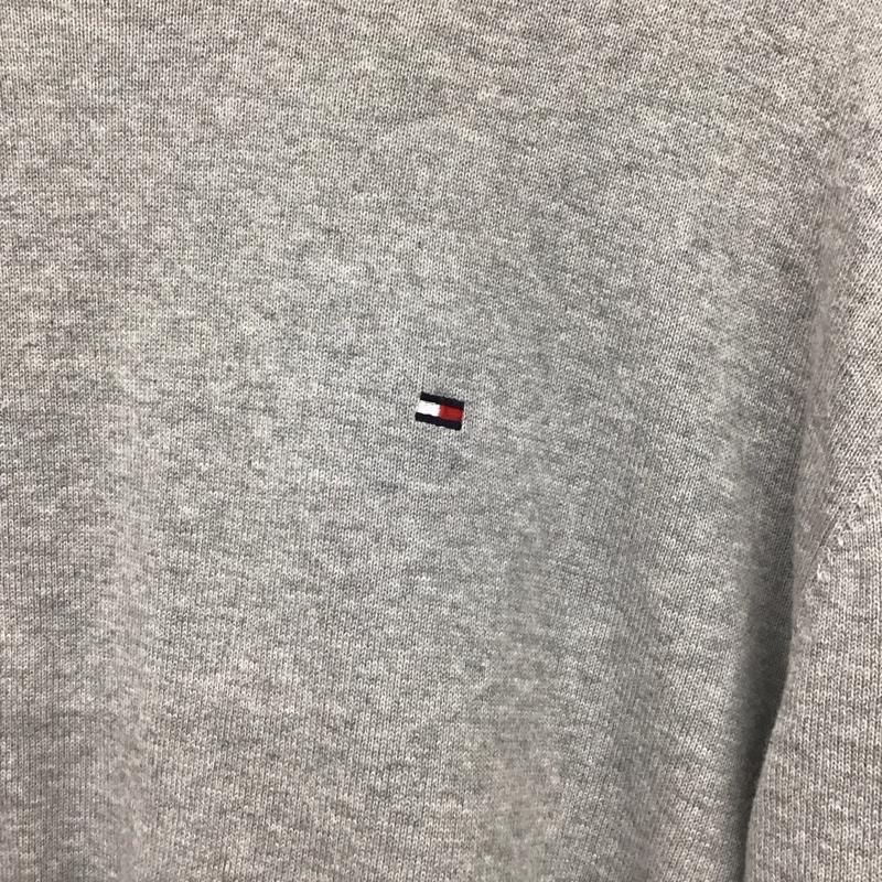 トミーヒルフィガー TOMMY HILFIGER ニット、セーター 長袖 長袖ニットカットソー クルーネック セーター XL 無地 灰 / グレー / メンズ USED 古着 中古 10134702