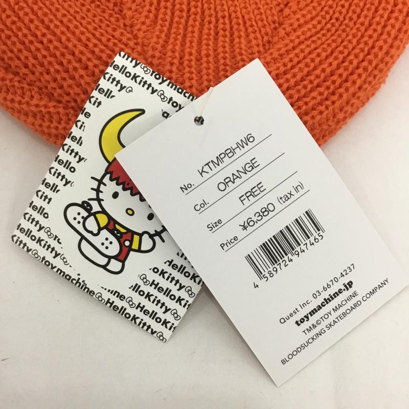 トイ マシーン TOY MACHINE 帽子 ニット帽 KTMPBHW6 ハローキティ KITTY EMBROIDERY BEANIE ビーニー タグ付き FREE キャラクター 橙 / オレンジ / メンズ USED 古着 中古 10124627