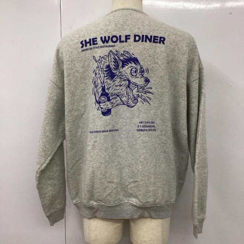 フリークスストア FREAK S STORE トレーナー 長袖 1221248900714 SHE WOLF DINER スウェット バックプリント 裏起毛 M ロゴ、文字 灰 / グレー / メンズ USED 古着 中古 10112932