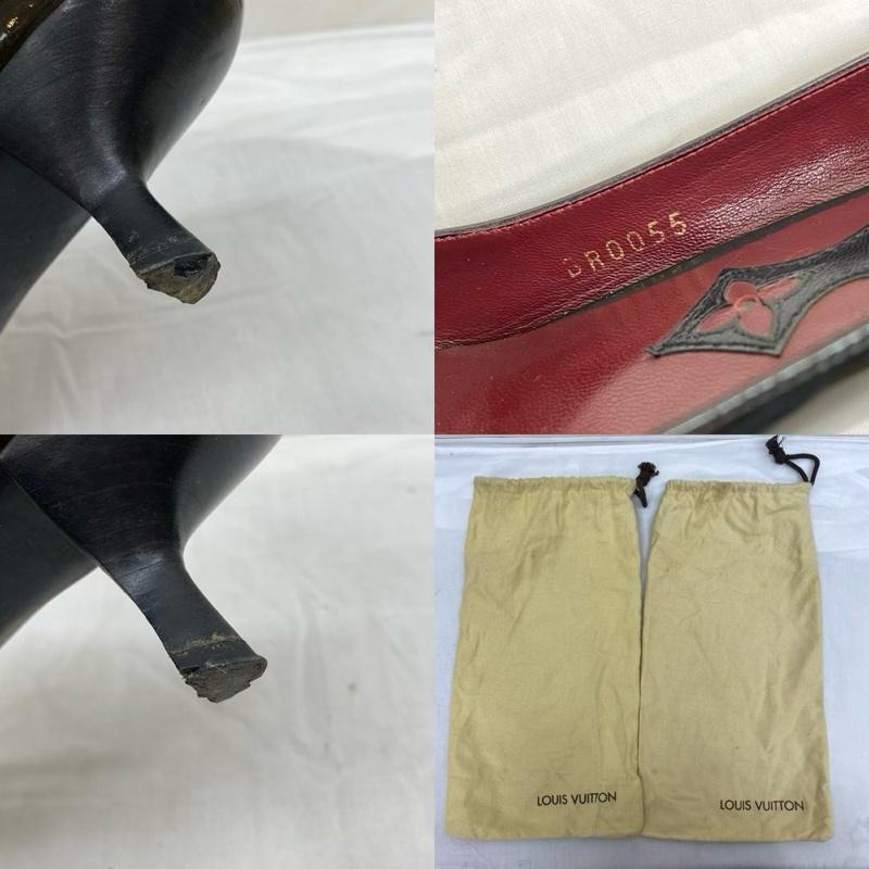 ルイヴィトン LOUIS VUITTON パンプス パンプス BR0055 エナメル リボン パンプス 37 24.0cm 黒 / ブラック / black レディース USED 古着 中古 50094164