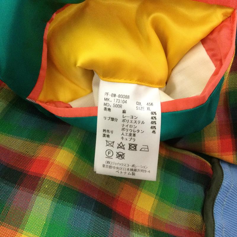ポールスミス Paul Smith ジャケット、上着 ジャンパー、ブルゾン 173104 麻・レーヨン混 マドラスチェック柄 マルチストライプ トラックジャケット ライトアウター XL チェック X ストライプ 赤 / レッド / red X 緑 / グリーン / green X 黄 / イエロー / yellow メンズ USED 古着 中古 50098947