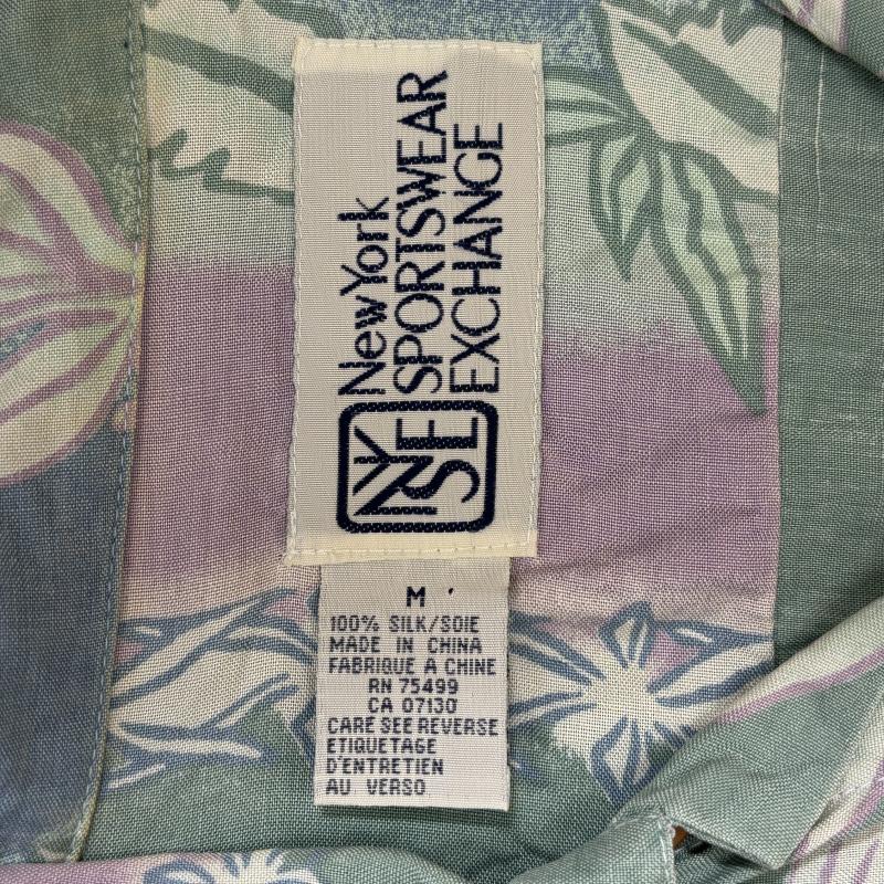 古着 USED シャツ、ブラウス 半袖 NewYork SportsWear Exchange リーフ柄 シルク アロハ M メンズ USED 古着 中古 50105670