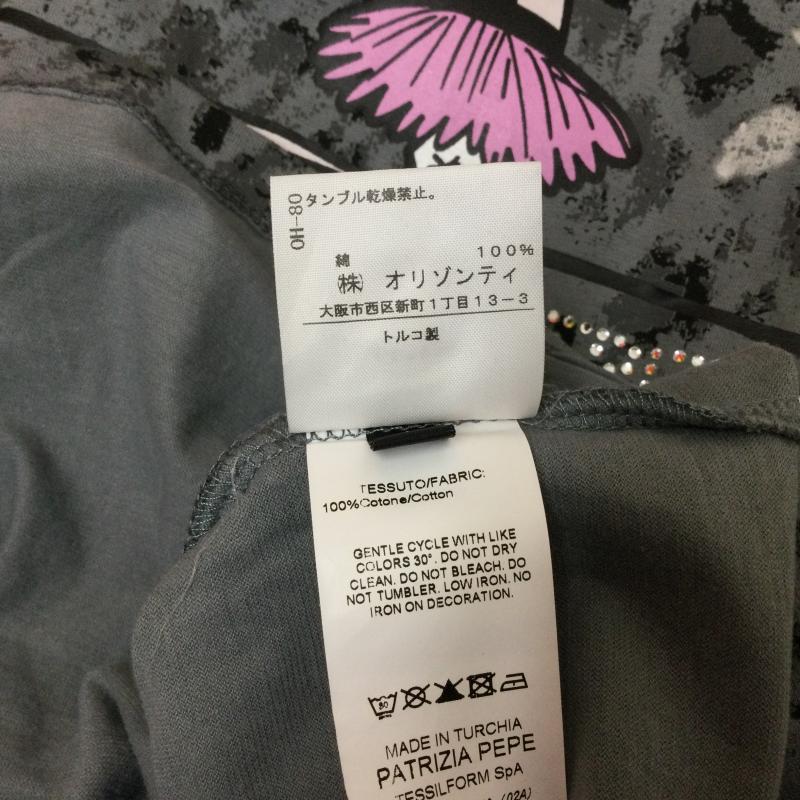 パトリッツァペペ PATRIZIA-PEPE カットソー 半袖 レオパード柄 ラインストーン 装飾 プリント ロング丈 ショートスリーブ半袖Tシャツ サイズ1 1 ヒョウ柄・レオパード柄 X ロゴ、文字 灰 / グレー / gray レディース USED 古着 中古 50108440