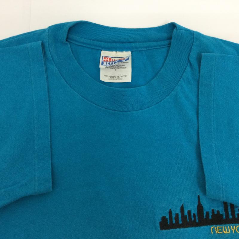 ヘインズ HANES Tシャツ 半袖 90年代 BEEFY-T ヘインズビーフィータグ newyorkロゴ刺繍 半袖Tシャツ ヴィンテージ TEE M ロゴ、文字 青 / ブルー / blue メンズ USED 古着 中古 50108911