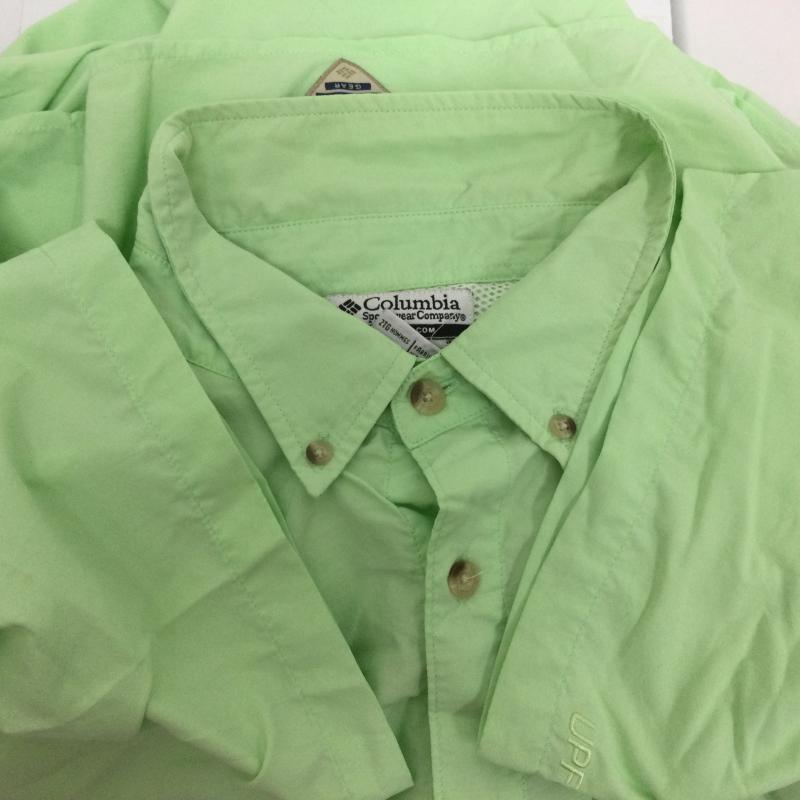 コロンビア Columbia シャツ、ブラウス 半袖 FM7047 BAHAMA II S/S SHIRT バハマショートスリーブシャツ フィッシングシャツ バハマシャツ PFG UVカット 吸湿 速乾 釣り 半袖 トップス XXL 無地 薄緑 / ライトグリーン / メンズ USED 古着 中古 50112669