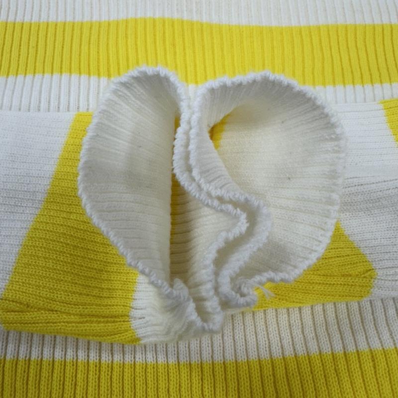 エムエスジーエム MSGM ニット、セーター 長袖 1841MDM17 ショート丈 ボーダー S 白 / ホワイト / white X 黄 / イエロー / yellow レディース USED 古着 中古 50118370