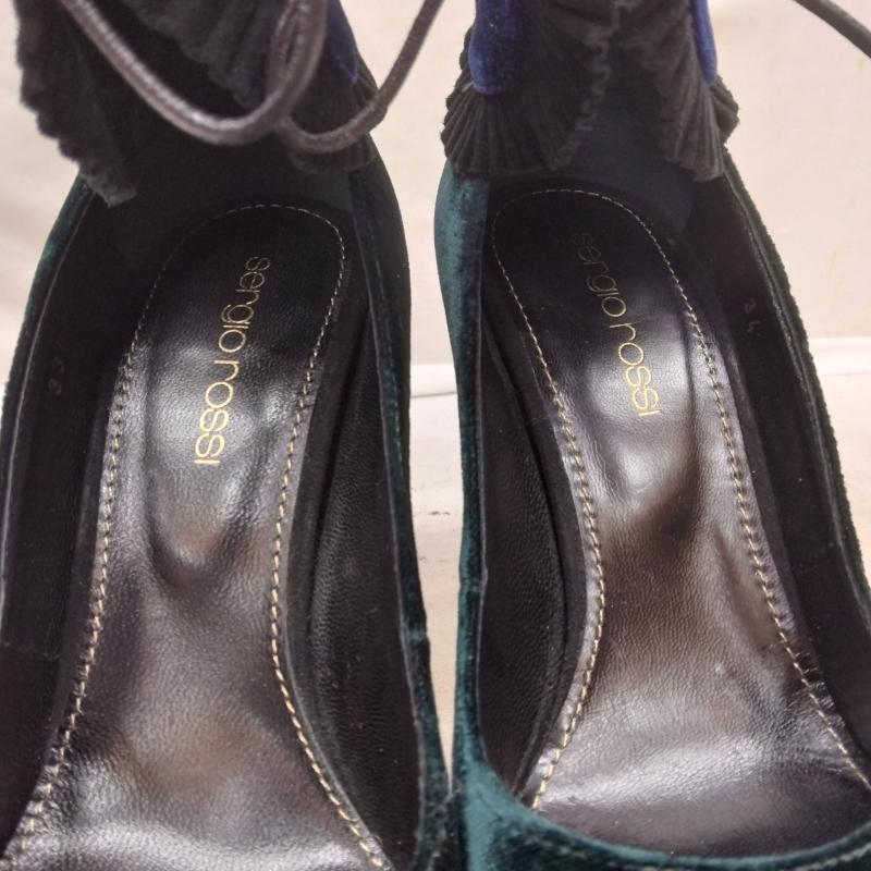 セルジオロッシ Sergio rossi パンプス パンプス ラッフルスティ ハイヒール パンプス 34 21.5cm 緑 / グリーン / green レディース USED 古着 中古 50119365