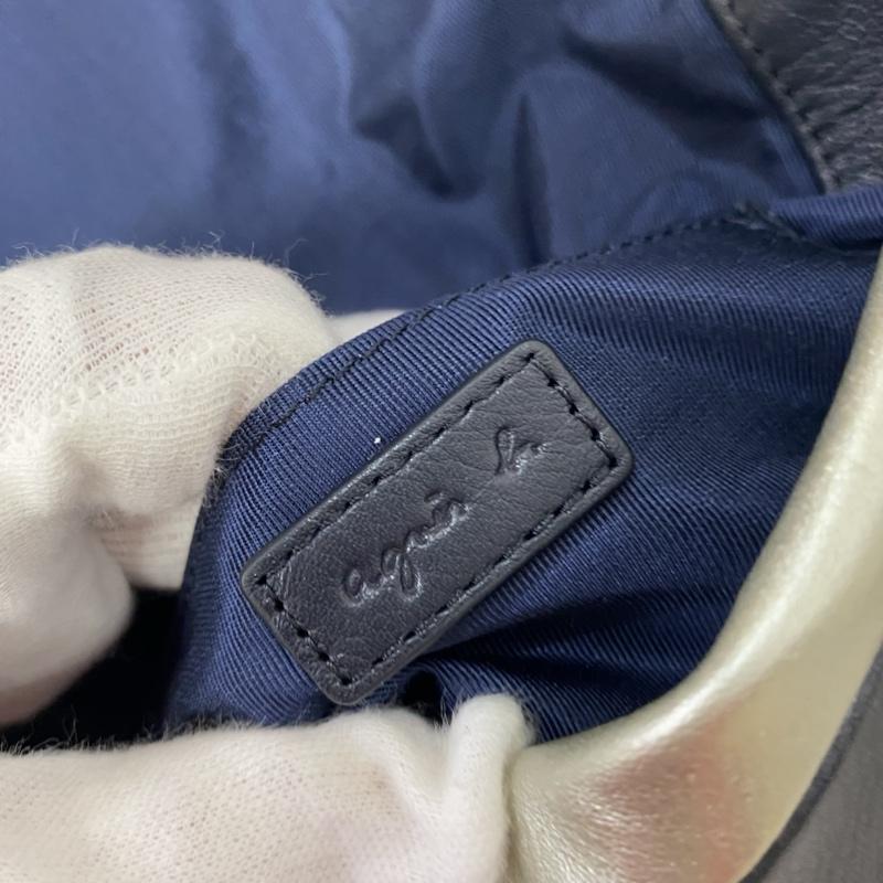 アニエス・ベー agnes b. ショルダーバッグ ショルダーバッグ LEATHER BAG レザーショルダーバッグ ハートスタッズ ロゴ ネイビー ロゴ、文字 紺 / ネイビー / navy レディース USED 古着 中古 50120777