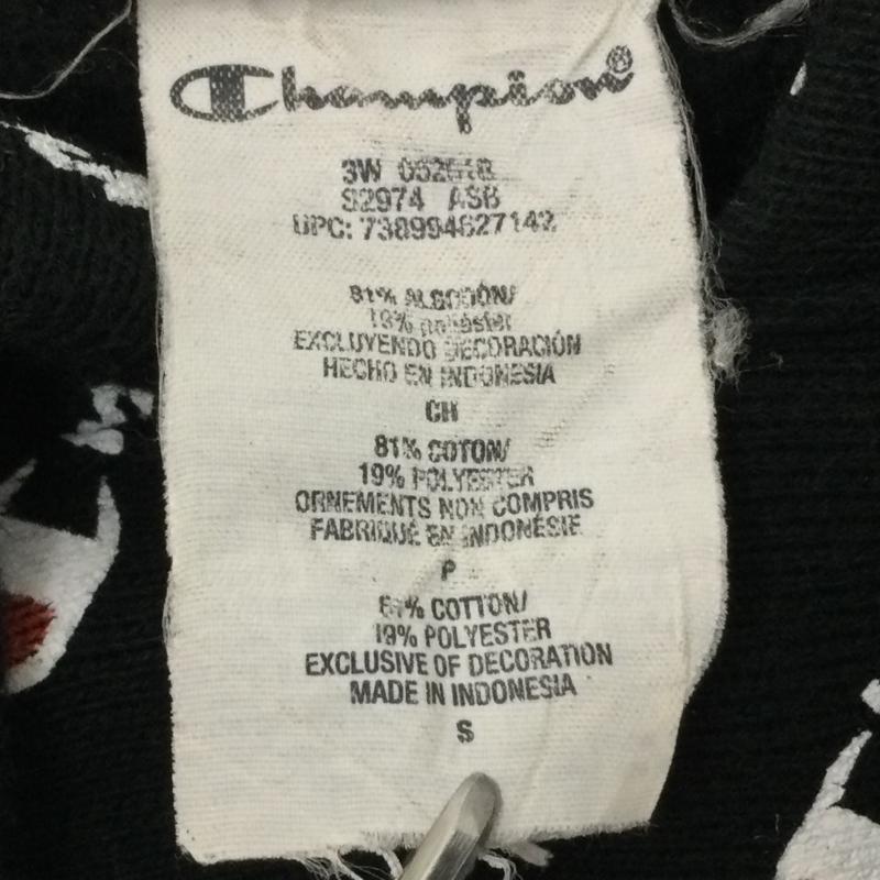 チャンピオン Champion パーカー 長袖 リバースウィーブ 総柄 S 黒 / ブラック / black メンズ USED 古着 中古 50125860