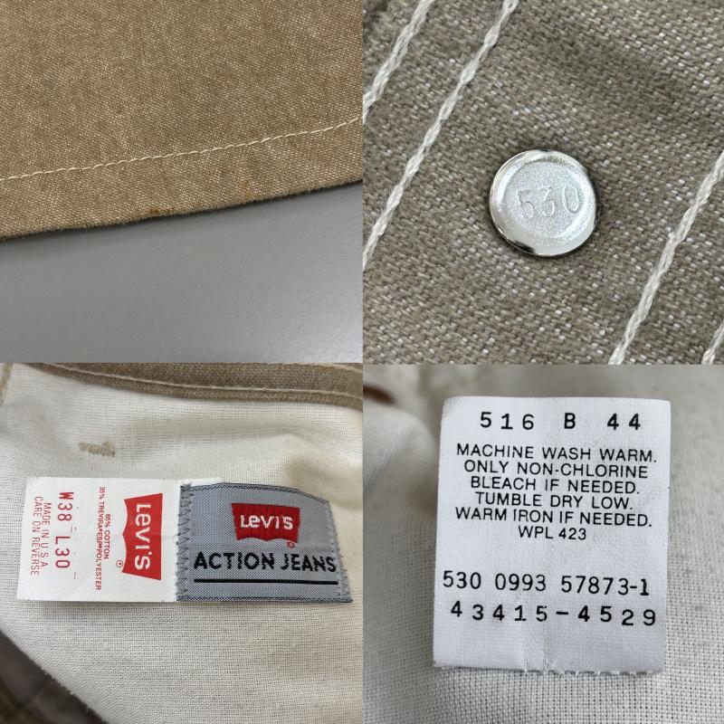 リーバイス Levi s ボトムス ボトムス ACTION JEANS 93年 ビンテージ USA製 43415-4529 ボタン裏530 ストレート パンツ 38インチ ベージュ / ベージュ / beige メンズ USED 古着 中古 50126341