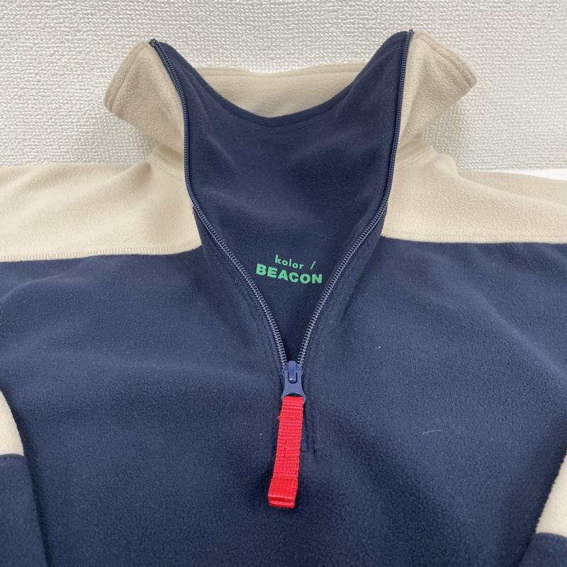 カラービーコン kolor / BEACON ジャケット、上着 ジャンパー、ブルゾン 23AW ハーフジップ フリース ジャケット ロゴ プリント 23WBM-T08237 2 ロゴ、文字 X プリント ベージュ / ベージュ / beige X 紺 / ネイビー / navy メンズ USED 古着 中古 50127698