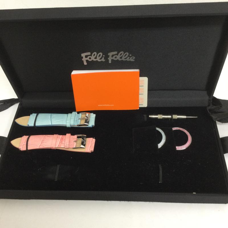 フォリフォリ Folli Follie 腕時計 アナログ(クォーツ式) Folli Follie チェンジウォッチ クオーツ 革ベルト F212CHR 白盤 - 黒 / ブラック / black レディース USED 古着 中古 50128609