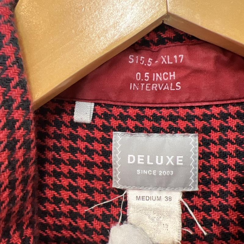 デラックス DELUXE シャツ、ブラウス 長袖 千鳥格子 フランネル ボタンダウンシャツ M 赤 / レッド / red メンズ USED 古着 中古 50129251