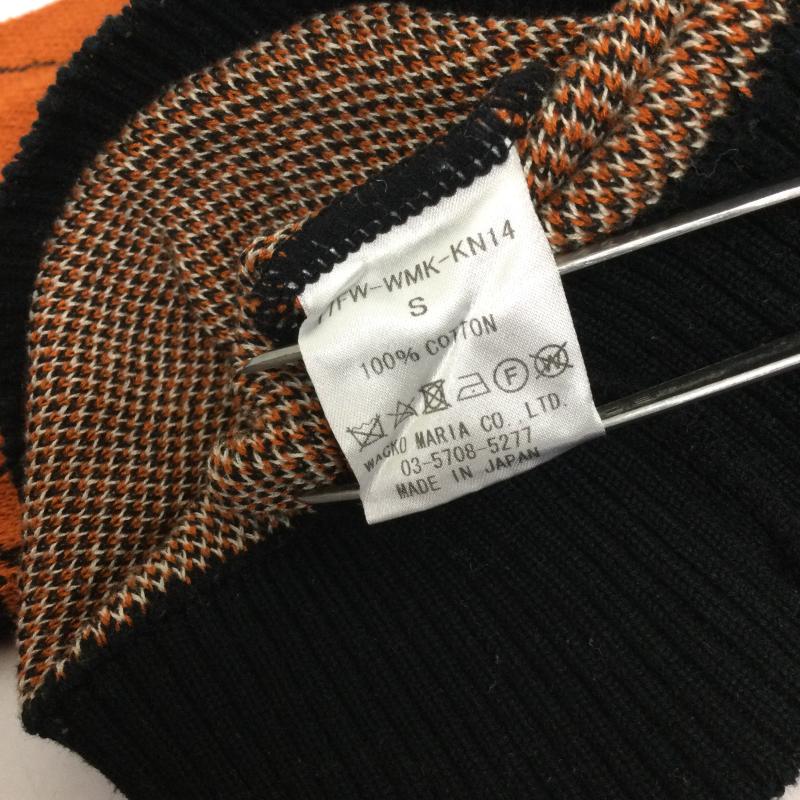 ワコマリア WACKO MARIA ニット、セーター 長袖 ワコマリア 17FW-WMK-KN14 ATOMIC SPIDER JACQUARD アトミック スパイダー ジャガード ニット オレンジ系 S 総柄 橙 / オレンジ / orange メンズ USED 古着 中古 50130321