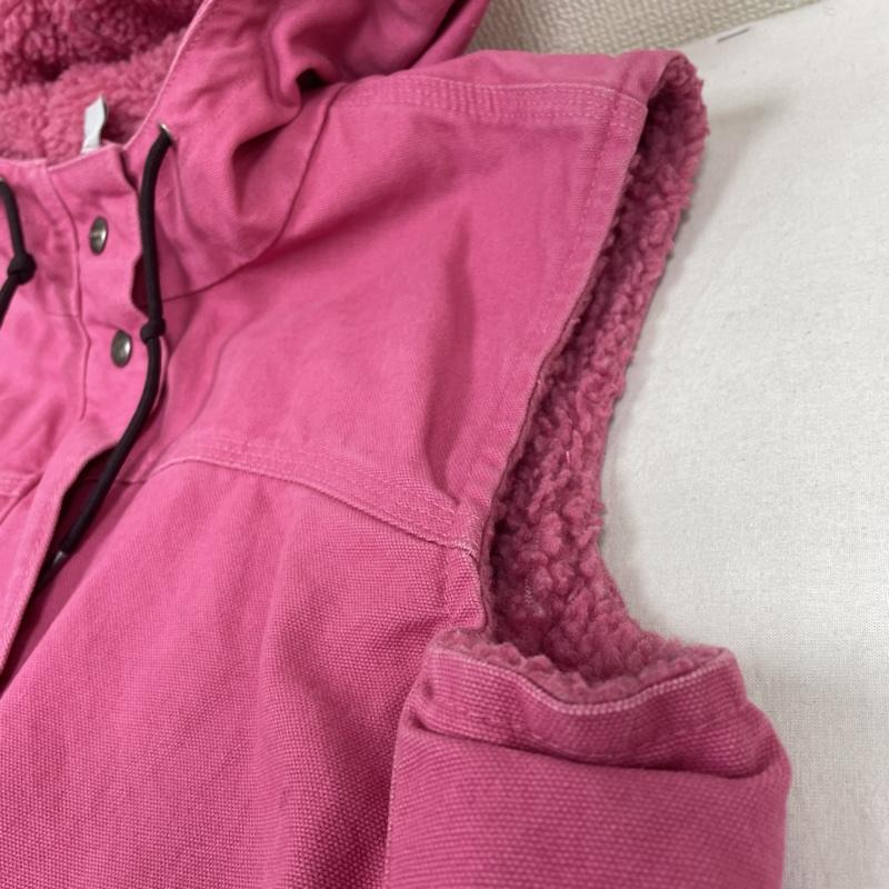 カーハート Carhartt ベスト ベスト ワーク ダック ベスト 裏ボア スナップボタン 前開き ロゴ 刺繍 100061 677 M ロゴ、文字 X 刺繍 桃 / ピンク / pink レディース USED 古着 中古 50130325