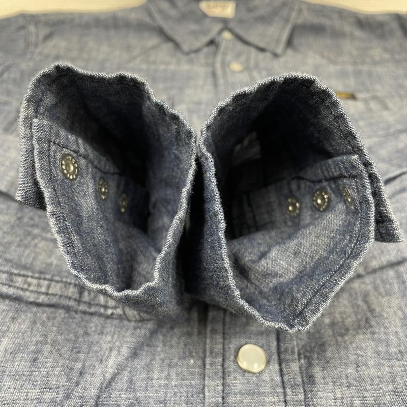 リー Lee シャツ、ブラウス 長袖 シャンブレー ウエスタン デニム シャツ ダンガリー スナップボタン LT0632 S 無地 インディゴ / インディゴ / Indigo メンズ USED 古着 中古 50132296