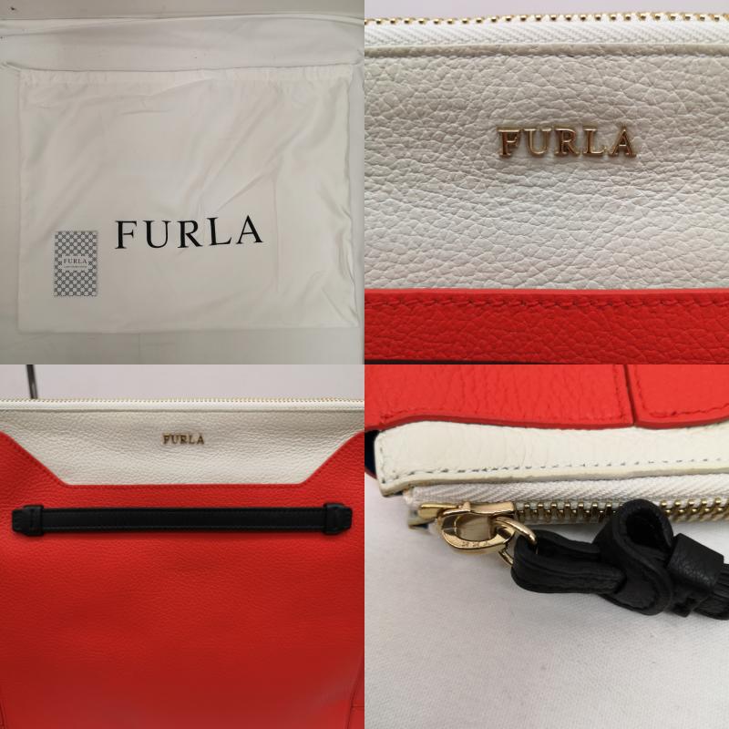 フルラ FURLA クラッチバッグ、パーティバッグ クラッチバッグ、パーティバッグ レザー クラッチ バック セカンド 切替 - 白 / ホワイト / white X 橙 / オレンジ / orange レディース USED 古着 中古 50133077