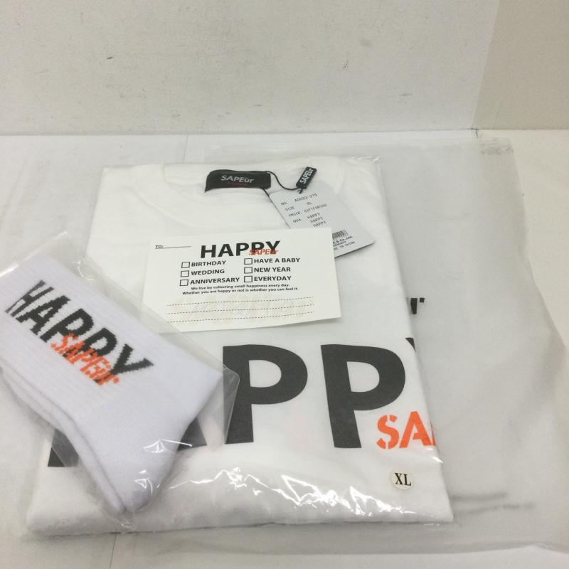サプール SAPEUR Tシャツ 半袖 SAPEur EVERYDAY HAPPY TEE & SOX set XL プリント 白 / ホワイト / white メンズ USED 古着 中古 50133843