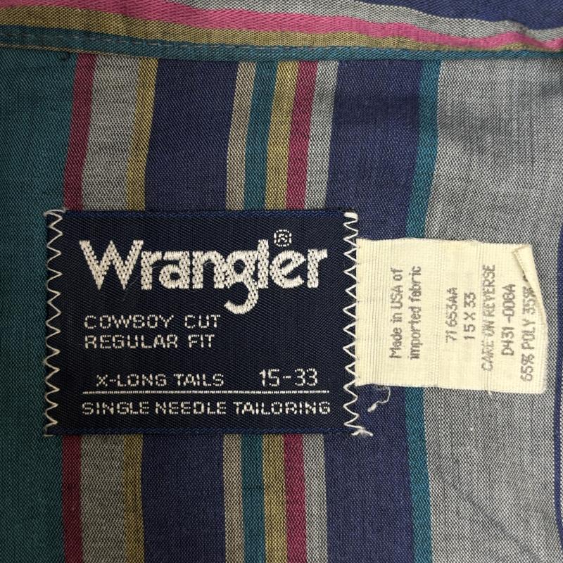 ラングラー Wrangler シャツ、ブラウス 長袖 USA製 ビンテージ 襟芯入り ストライプ柄 ウエスタン 長袖シャツ XL メンズ USED 古着 中古 50134253