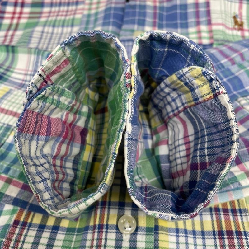ラルフローレン RALPHLAUREN シャツ、ブラウス 長袖 90s 長袖 シャツ ブラウス ボタン ホースロゴ 刺繍 パッチワーク チェック柄 M ロゴ、文字 X 刺繍 X チェック マルチカラー / マルチカラー / multicolor メンズ USED 古着 中古 50134452