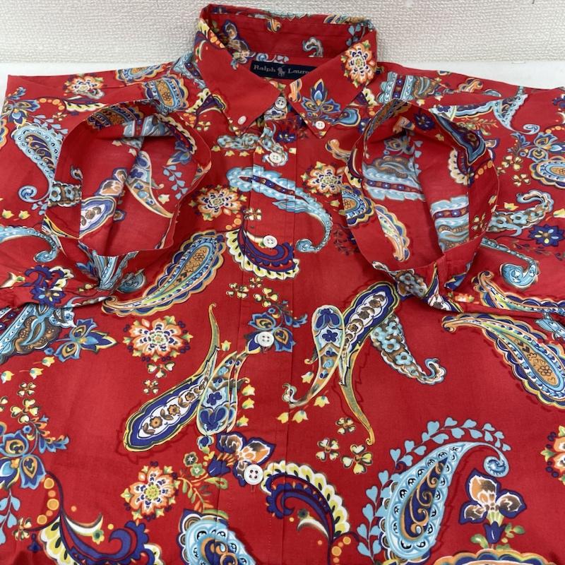 ラルフローレン RALPHLAUREN シャツ、ブラウス 半袖 Vintage OLD 90s ペイズリー アロハ シャツ 半袖 ボタンダウン L プリント X 総柄 X ペイズリー 赤 / レッド / red X マルチカラー / マルチカラー / multicolor メンズ USED 古着 中古 50134453