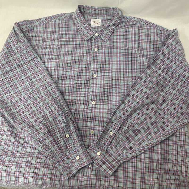 パパス Papas MANIERE DE HEMING シャツ、ブラウス 長袖 papas WORLD TOUR マドラスチェック 長袖シャツ ブルー LL LL チェック 水色 / ライトブルー / メンズ USED 古着 中古 50135348