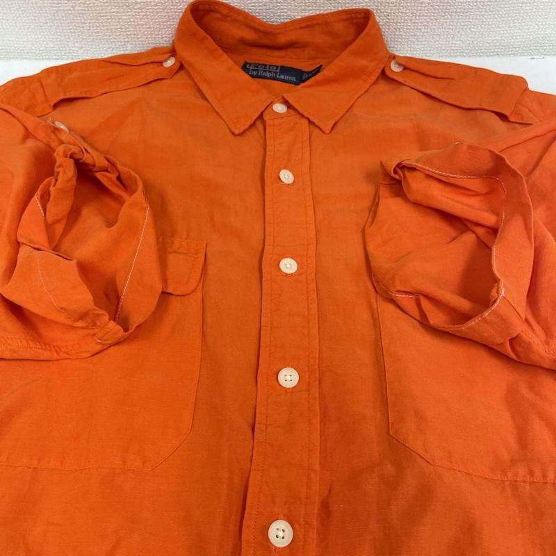 ポロバイラルフローレン Polo by RALPH LAUREN シャツ、ブラウス 半袖 90s 半袖 シャツ ブラウス デザインシャツ 胸ポケット ロゴ 刺繍 リネン 麻 シルク XXL 無地 橙 / オレンジ / orange メンズ USED 古着 中古 50135401