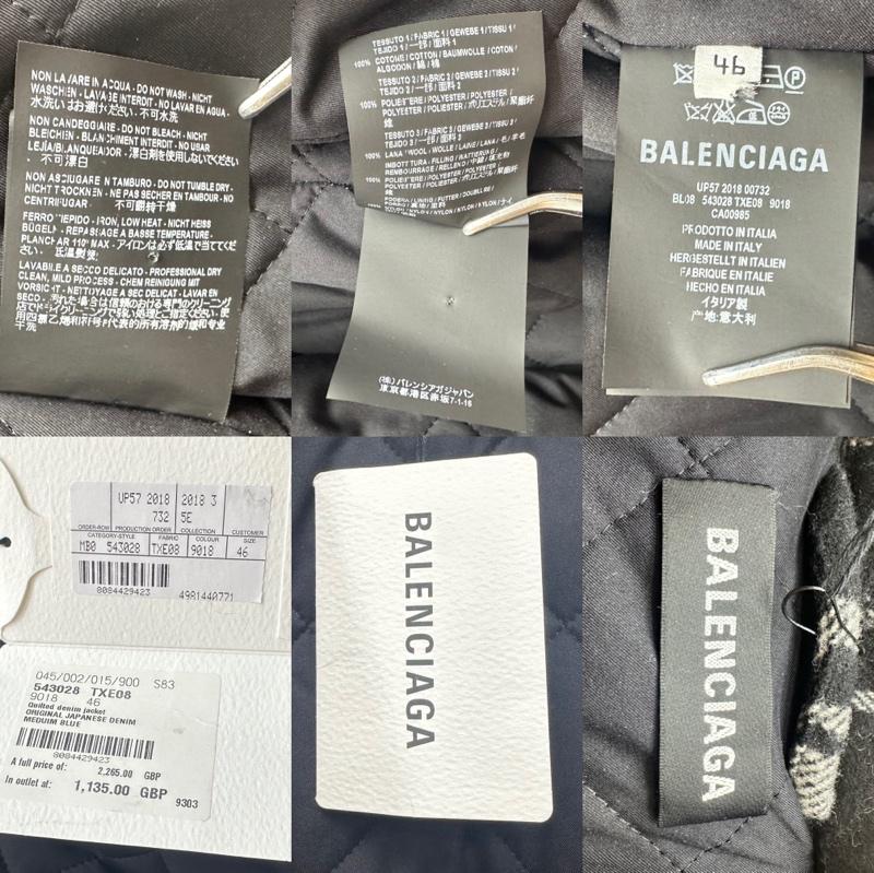 バレンシアガ BALENCIAGA ジャケット、上着 ジャンパー、ブルゾン 18AW レイヤード オーバーサイズ パファ デニム ジャケット 543028 TXE08 46 インディゴ / インディゴ / Indigo X 黒 / ブラック / black メンズ USED 古着 中古 50136043