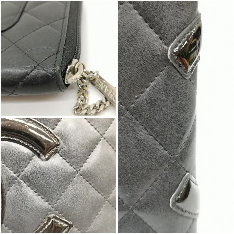 シャネル CHANEL 財布 長財布 ココマーク カンボンライン 二つ折り 長財布 レザー ウォレット - 黒 / ブラック / black X 桃 / ピンク / pink レディース USED 古着 中古 50136686