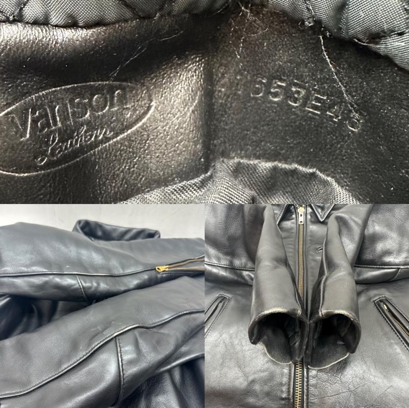 ヴァンソン VANSON ジャケット、上着 レザージャケット USA製 シングル ライダース レザー ジャケット 38 黒 / ブラック / black メンズ USED 古着 中古 50137068