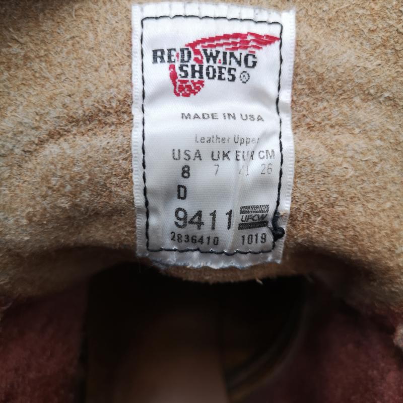 レッドウィング RED WING ブーツ 一般 US8 D 19年製 9411 ベックマン ブラックチェリー フェザーストーン プレーントゥ ブーツ 26.0cm メンズ USED 古着 中古 50137185