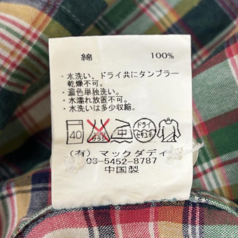 マックダディー MACKDADDY シャツ、ブラウス 半袖 MDSH-1401 マドラスチェック柄 チェーンステッチ刺繍 マチ付き ボタンダウン 半袖 シャツ M メンズ USED 古着 中古 50137413