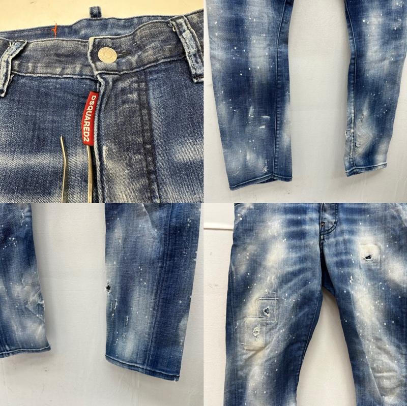 ディースクエアード DSQUARED2 パンツ デニム、ジーンズ 21SS Sexy Twist Jean ダメージ ペイント 加工 デニム スキニー パンツ S74LB0938 42 インディゴ / インディゴ / Indigo メンズ USED 古着 中古 50137519