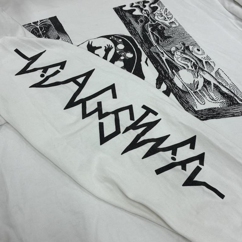 フラグスタフ FLAGSTUFF Tシャツ 長袖 21AW フロント 袖プリント 長袖 Tシャツ ロンT L プリント 白 / ホワイト / white X 黒 / ブラック / black メンズ USED 古着 中古 50138639