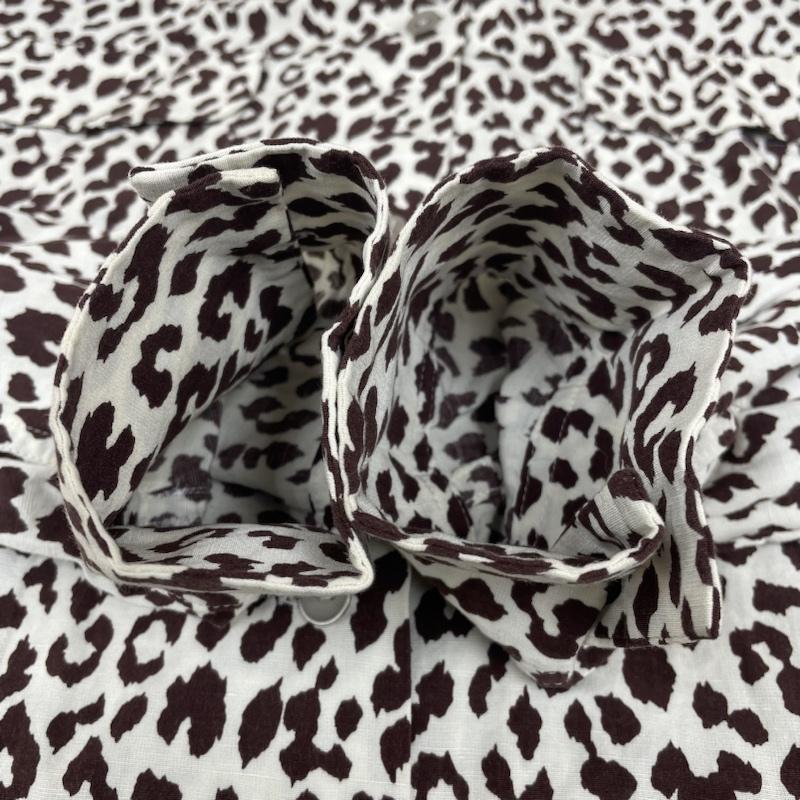 ロク 6BEAUTY&YOUTH シャツ、ブラウス 長袖 LEOPARD PRINT SHIRT レオパード ヒョウ柄 オープンカラー 開襟 長袖 シャツ リネン 麻 8611-242-0078 36 ヒョウ柄・レオパード柄 白 / ホワイト / white X 茶 / ブラウン / brown レディース USED 古着 中古 50138853