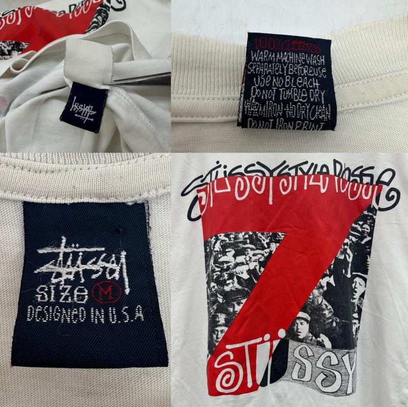 ステューシー STUSSY Tシャツ 半袖 USA製 90s 紺タグ 7周年 復刻 プリント Tシャツ シングルステッチ M 白 / ホワイト / white メンズ USED 古着 中古 50139081