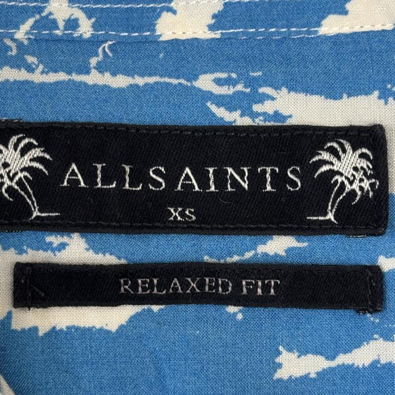 オールセインツ ALLSAINTS シャツ、ブラウス 半袖 Valais 総柄 レーヨン オープンカラー ボックス ハワイアン アロハ シャツ 青 白 ブルー ホワイト XS 青 / ブルー / blue X 白 / ホワイト / white メンズ USED 古着 中古 50139211