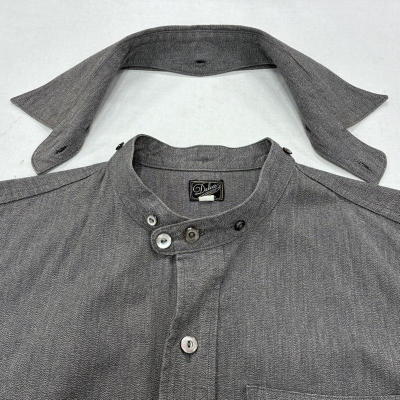 ダリーズ DALEES シャツ、ブラウス 長袖 DELUXEWARE 30s Calico shirt キャラコ シャツ 2WAY コットン リネン 15.5 M - 無地 チャコールグレー / チャコールグレー / メンズ USED 古着 中古 50139335