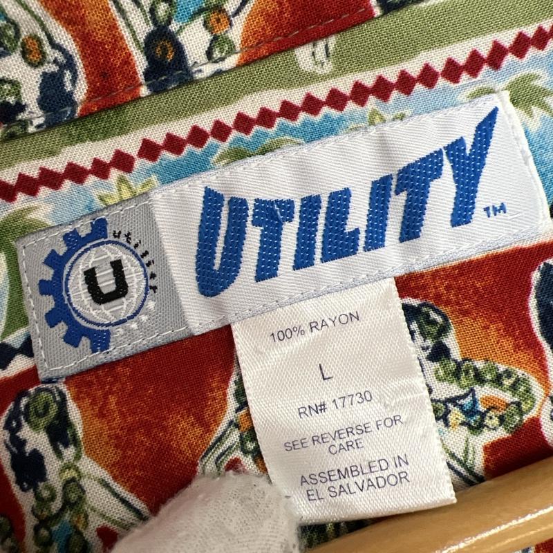 古着 USED シャツ、ブラウス 半袖 UTILITY フラガール レーヨン アロハシャツ L メンズ USED 古着 中古 50139460