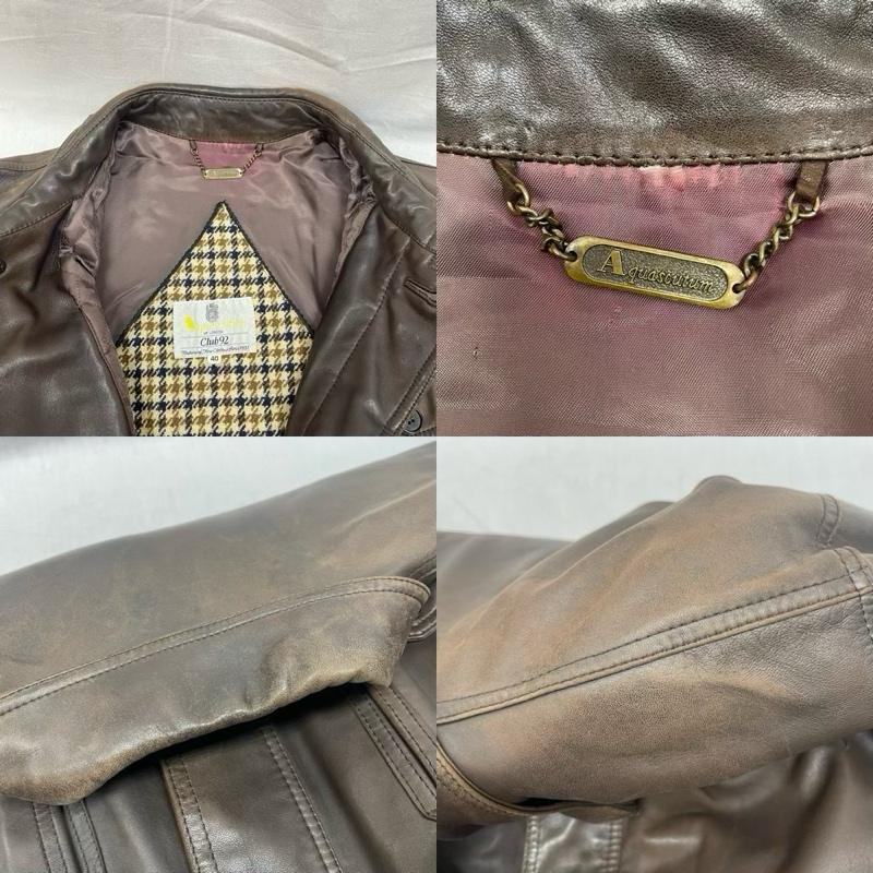 アクアスキュータム Aquascutum コート コート一般 1032 8321-2891 BRW ブラウン レザーカントリーコート キュプラ ラムレザー 無地 40 茶 / ブラウン / brown メンズ USED 古着 中古 50140219